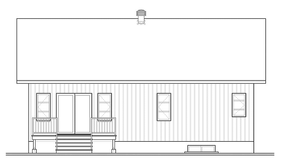 Cape Cod Contemporary Country Craftsman Farmhouse Ranch Rear Elevation of Plan 76491