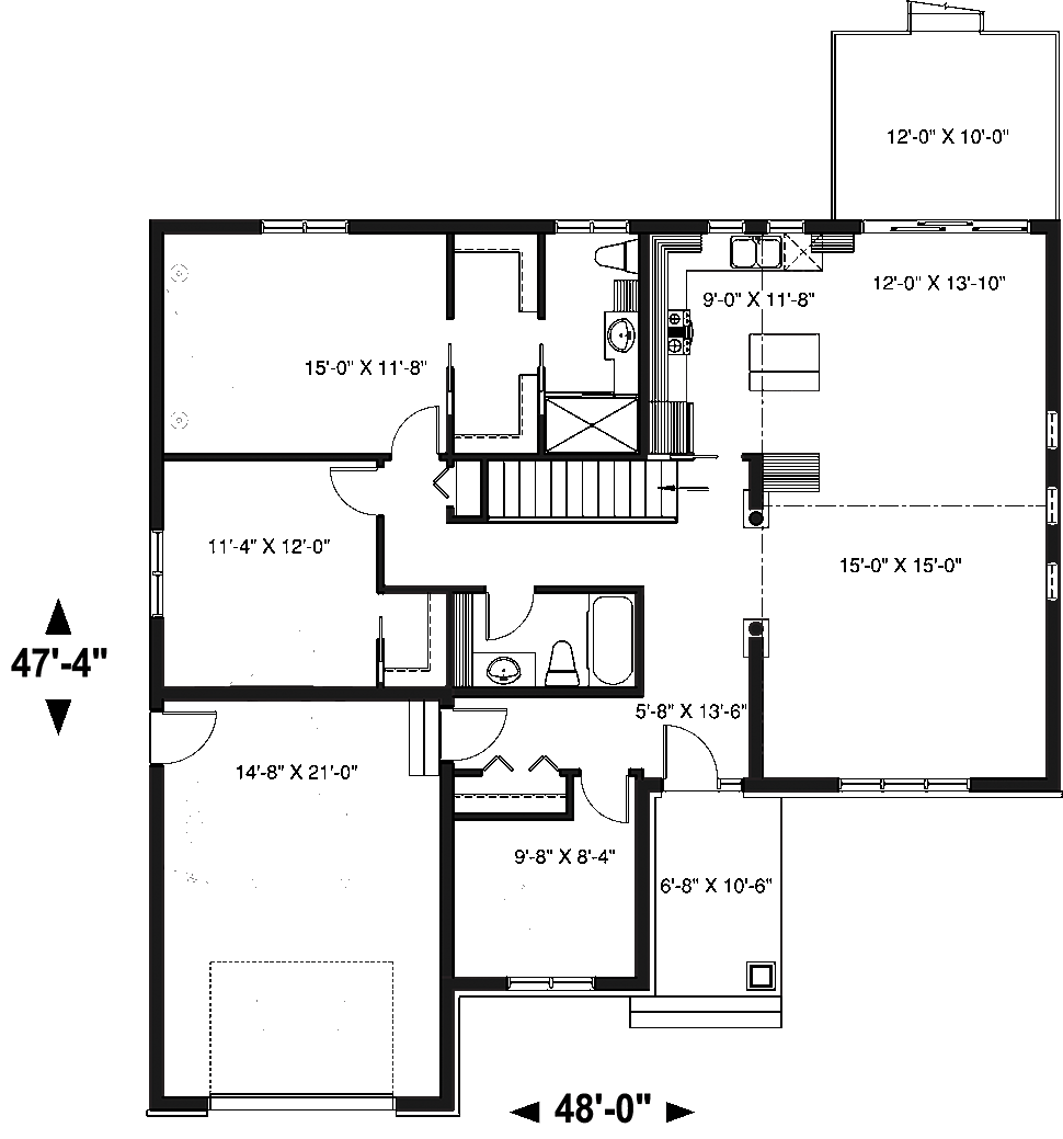 Plan 76492 | HOME PLAN WITH AN OPTION OF 2 OR 3 BEDROOMS WITH CAT