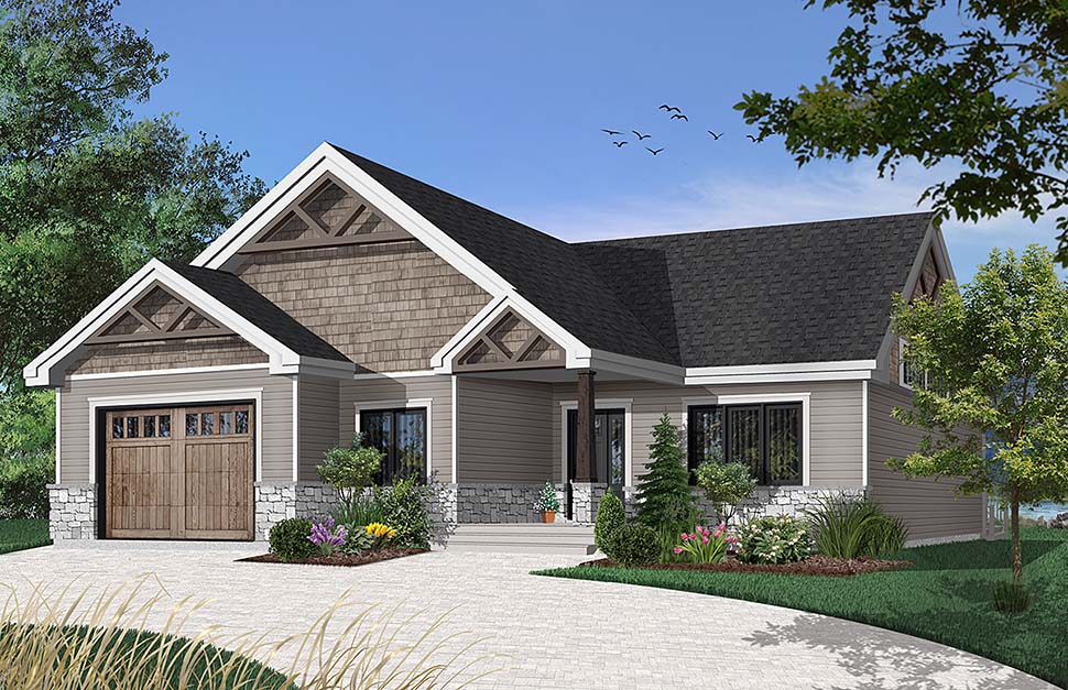 Ranch Style House Plan 76492 With 2 Bed 2 Bath 1 Car Garage