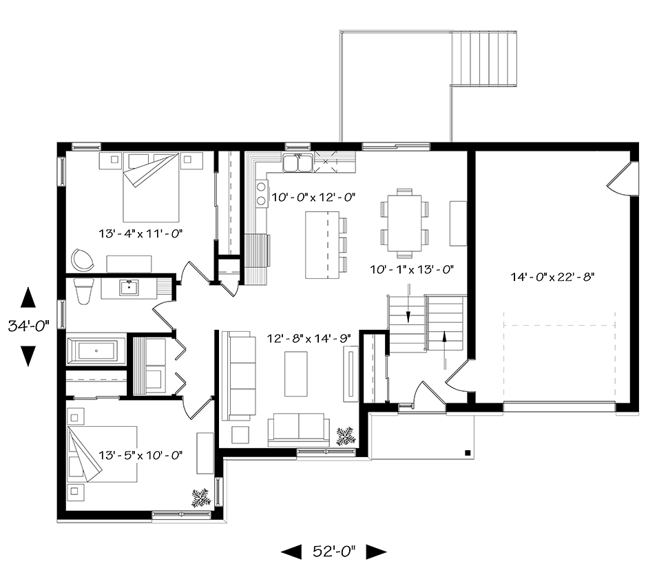 Contemporary Modern Ranch Level One of Plan 76493