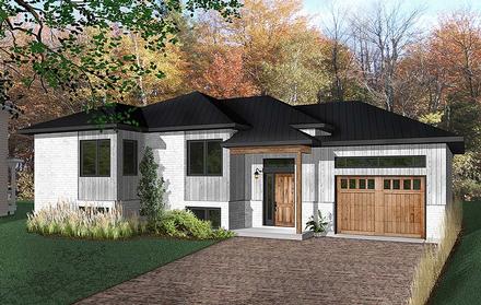 Contemporary Modern Ranch Elevation of Plan 76493