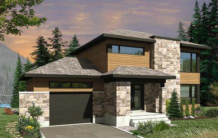 Contemporary Modern Elevation of Plan 76497
