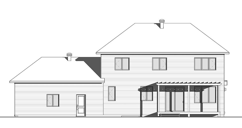 Contemporary Modern Rear Elevation of Plan 76498