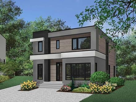 Contemporary Modern Elevation of Plan 76501