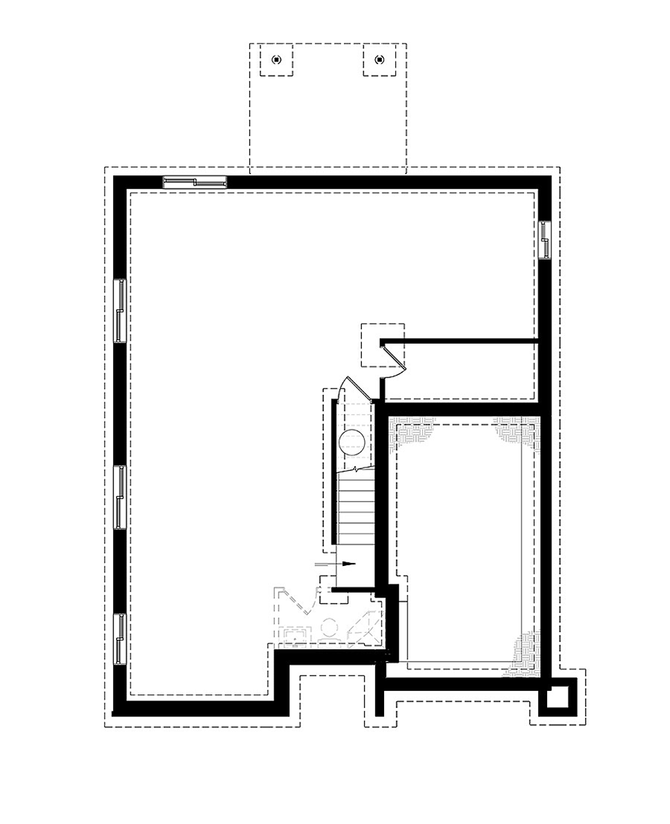 Contemporary Modern Lower Level of Plan 76502