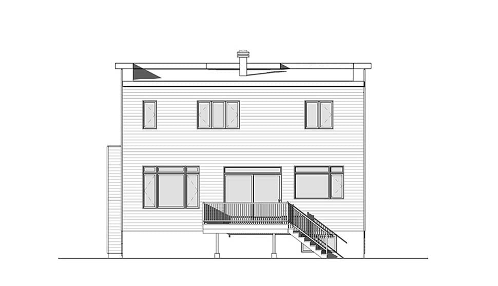 Contemporary Modern Rear Elevation of Plan 76502