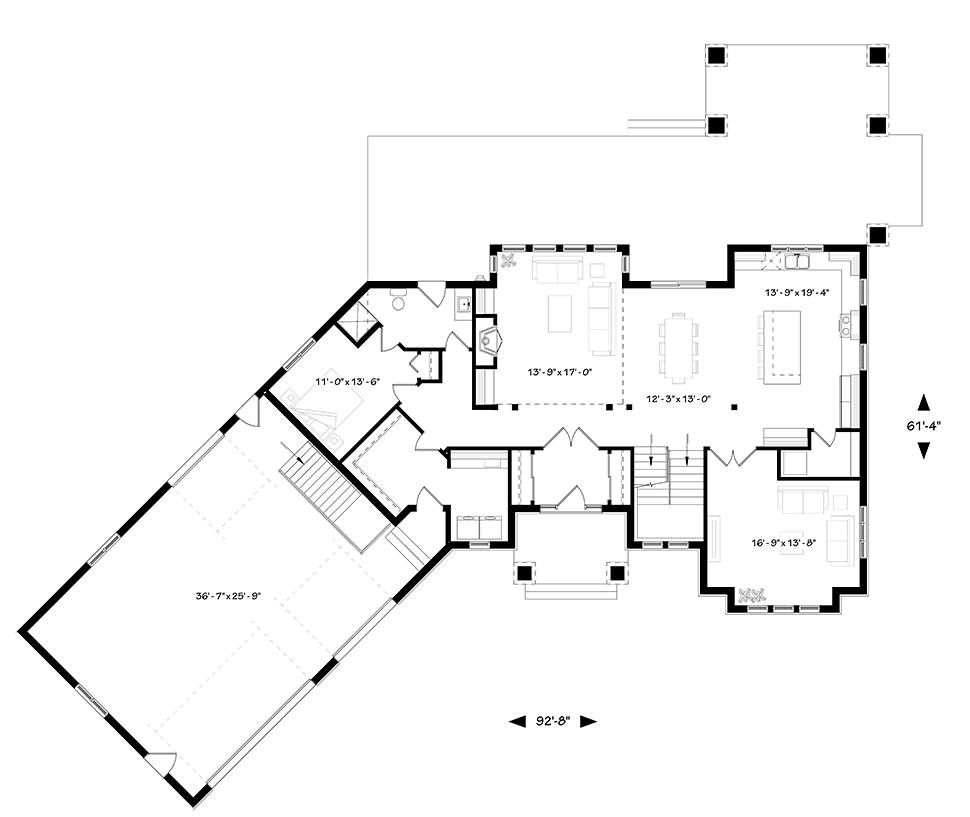 Bungalow Craftsman Prairie Style Level One of Plan 76503