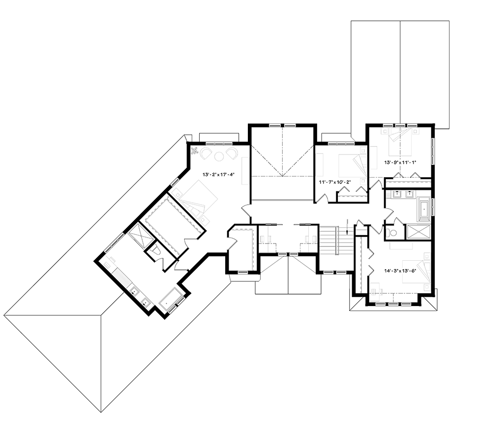 Bungalow Craftsman Prairie Style Level Two of Plan 76503