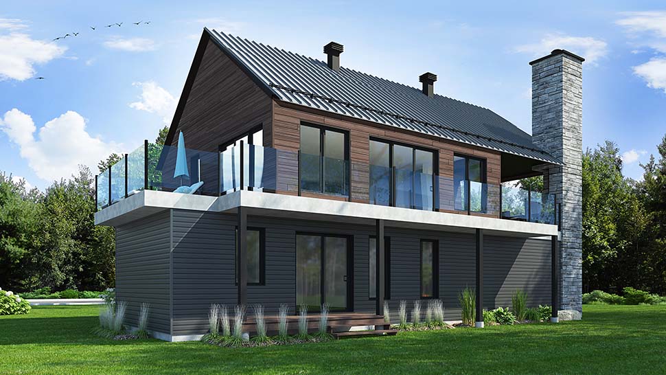 Cabin Contemporary Country Rear Elevation of Plan 76504