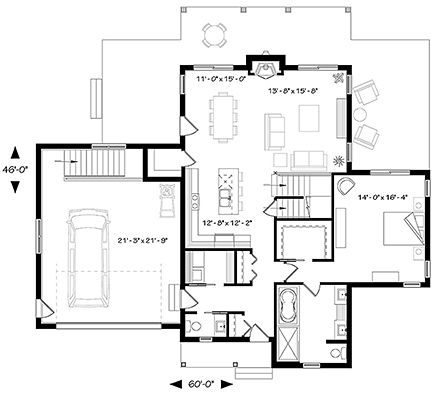 House Plan 76505 First Level Plan
