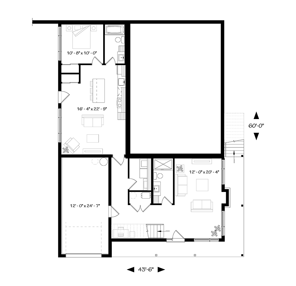 Contemporary Cottage Modern Lower Level of Plan 76507