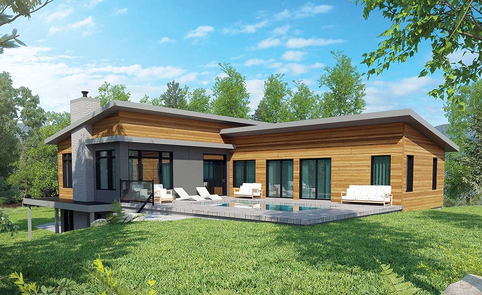 Contemporary, Cottage, Modern Plan with 2808 Sq. Ft., 3 Bedrooms, 3 Bathrooms, 1 Car Garage Picture 2