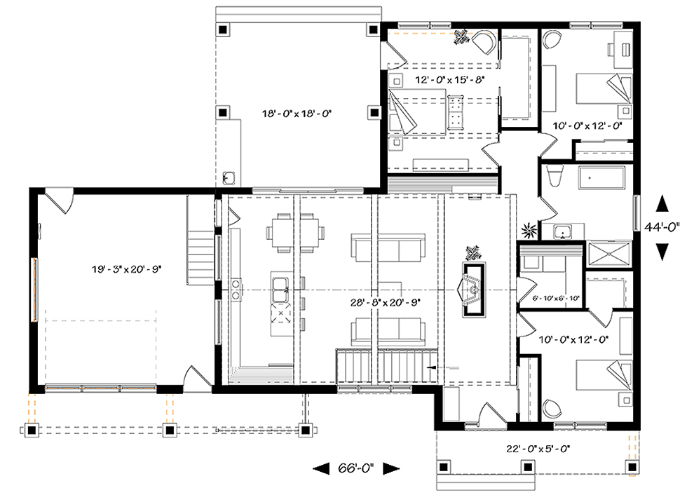 Bungalow Contemporary Craftsman Modern Level One of Plan 76510