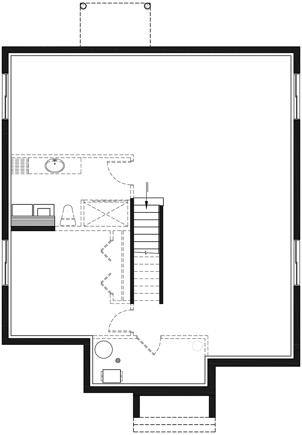 Contemporary Modern Lower Level of Plan 76514