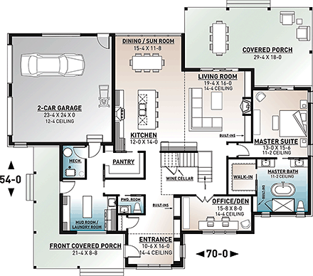 House Plan 76518 First Level Plan