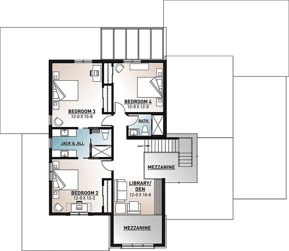 Cottage Craftsman Farmhouse Modern Level Two of Plan 76518