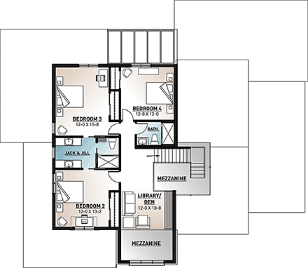 House Plan 76518 Second Level Plan