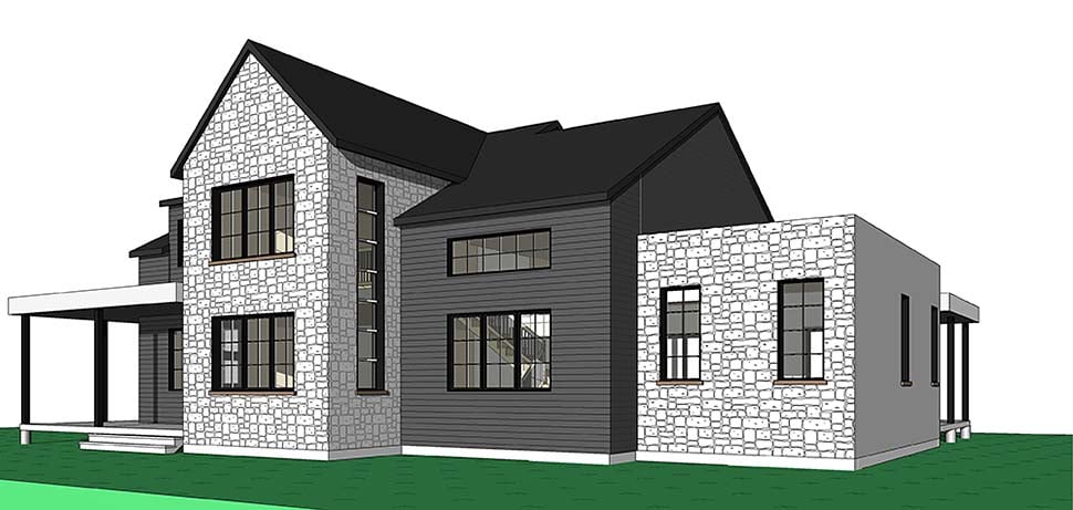 Cottage Craftsman Farmhouse Modern Rear Elevation of Plan 76518