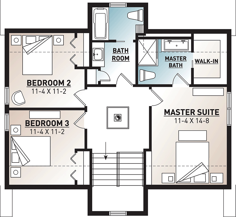 Contemporary Cottage Modern Level Two of Plan 76519