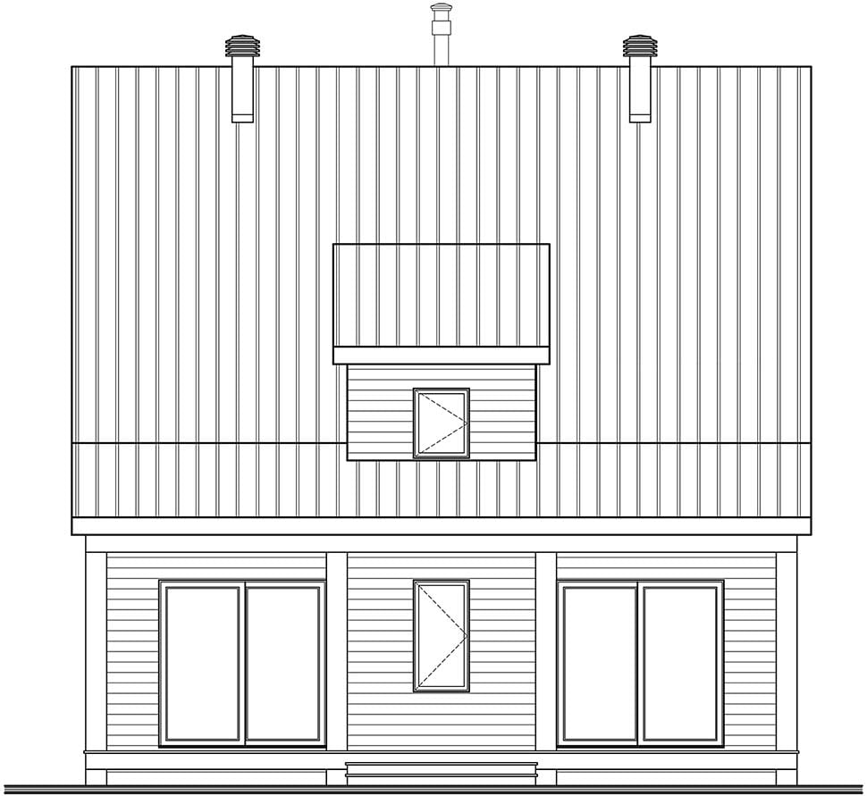 Contemporary Cottage Modern Rear Elevation of Plan 76519