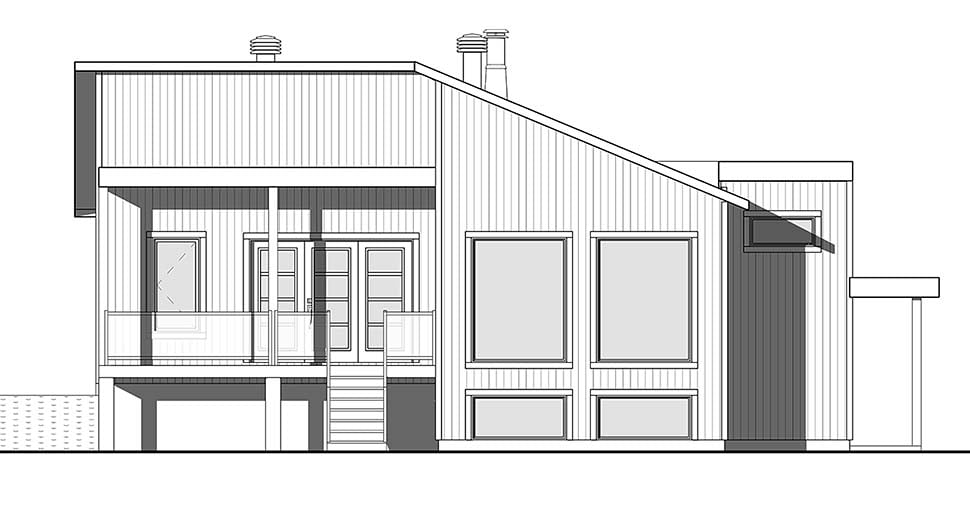 Contemporary Cottage Country Modern Ranch Rear Elevation of Plan 76520