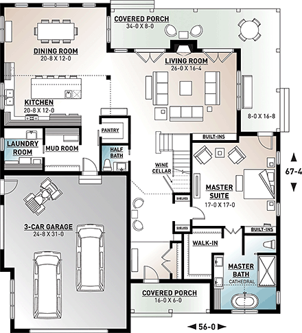 House Plan 76521 First Level Plan