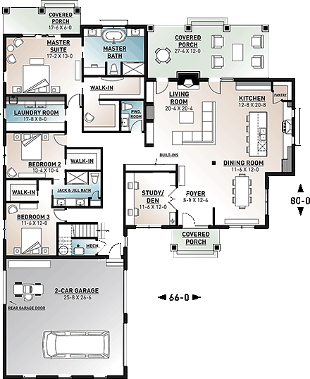 House Plan 76523 First Level Plan