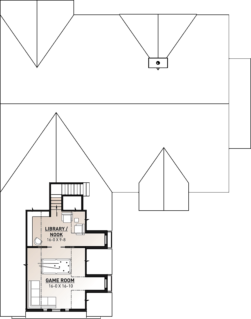 Cottage Craftsman Farmhouse Level Two of Plan 76523