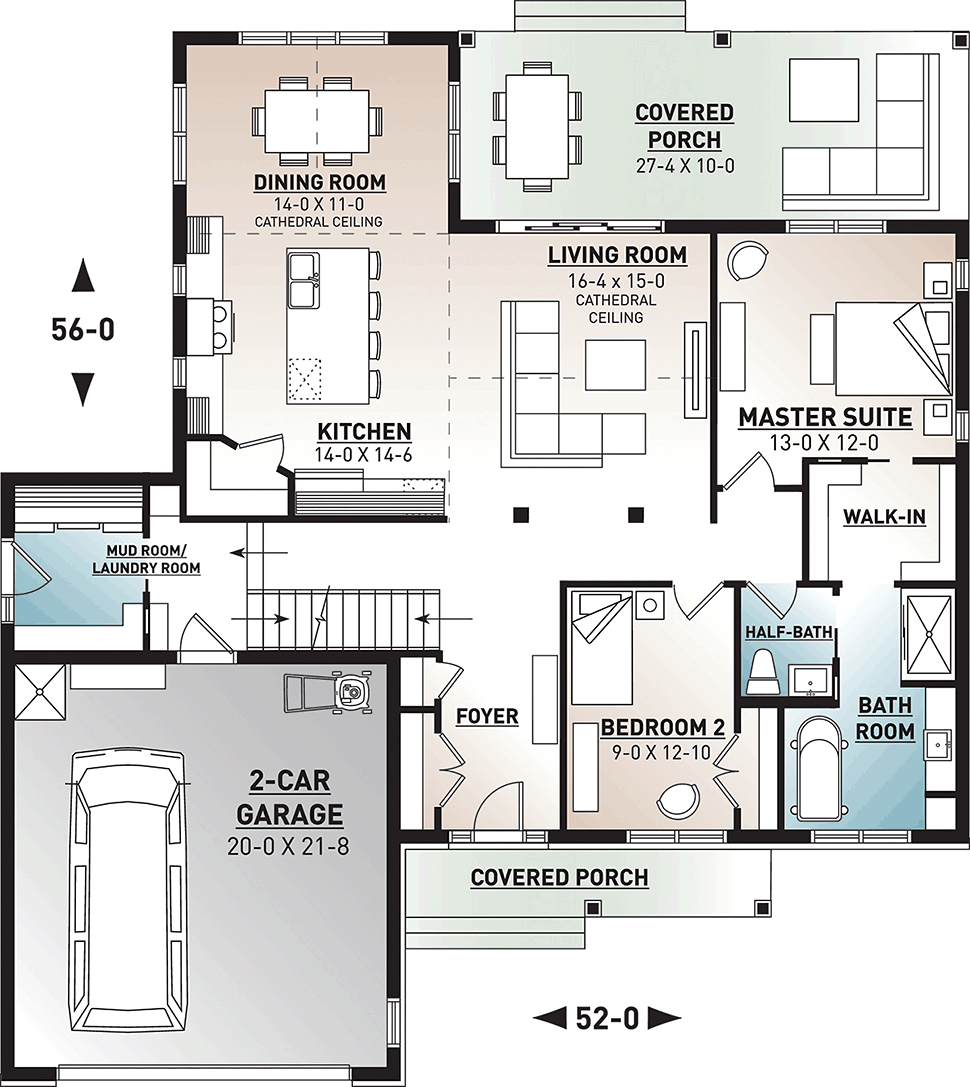 Bungalow Level One of Plan 76524