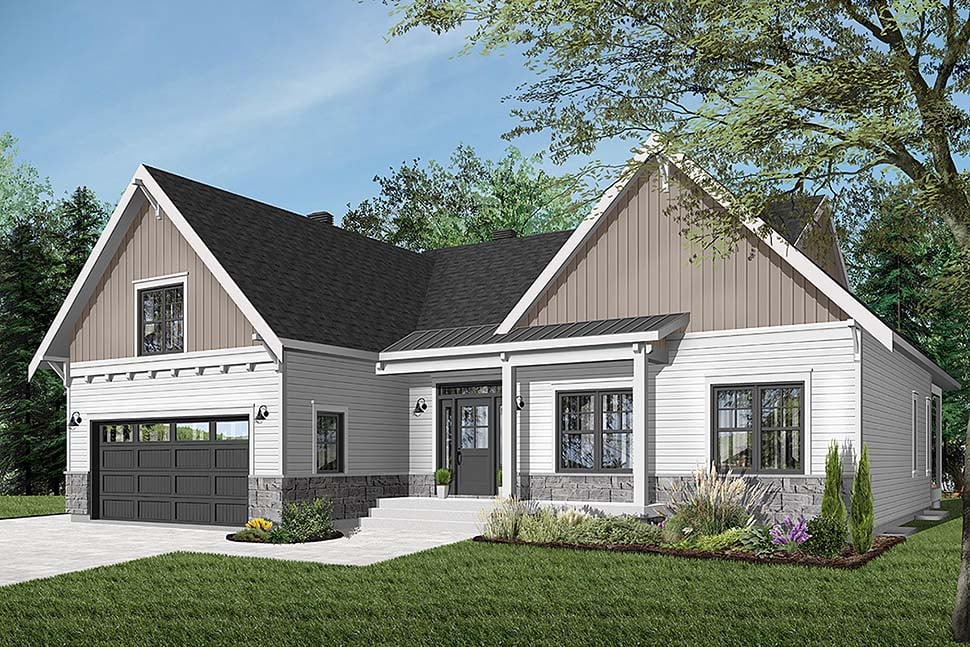 Bungalow Style House Plan 76524 With 2 Bed 2 Bath 2 Car Garage