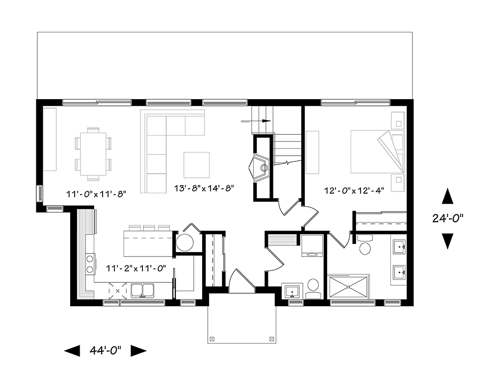 Cabin Cottage Level One of Plan 76525