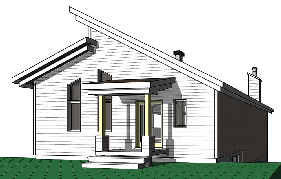 Contemporary Cottage Modern Rear Elevation of Plan 76526