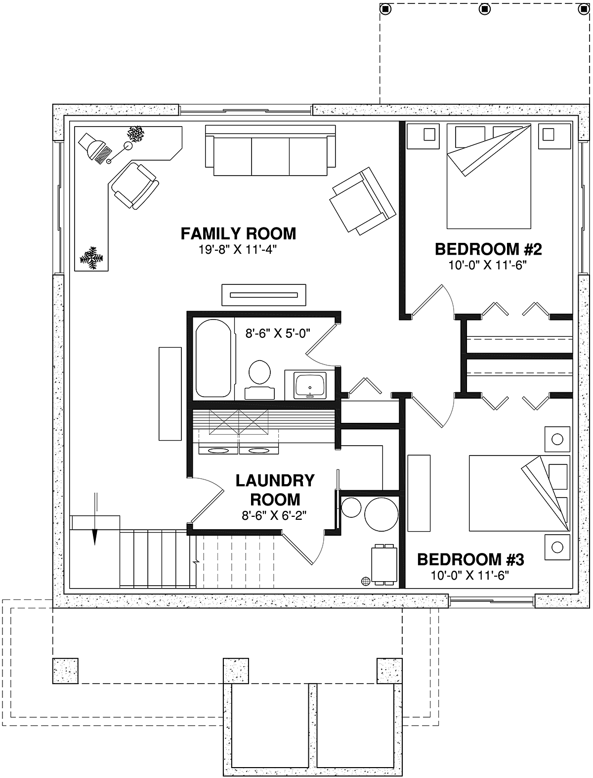 Bungalow Contemporary Cottage Lower Level of Plan 76528