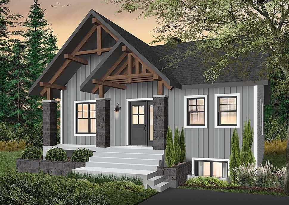 Bungalow, Contemporary, Cottage Plan with 1920 Sq. Ft., 3 Bedrooms, 2 Bathrooms Elevation