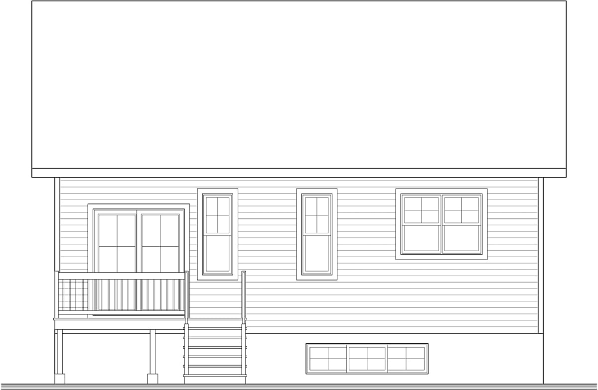 Bungalow Contemporary Cottage Rear Elevation of Plan 76528