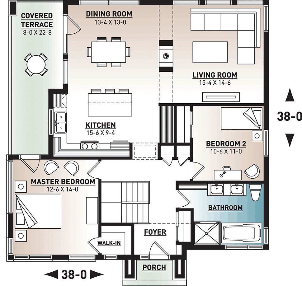 Contemporary Cottage Modern Level One of Plan 76529