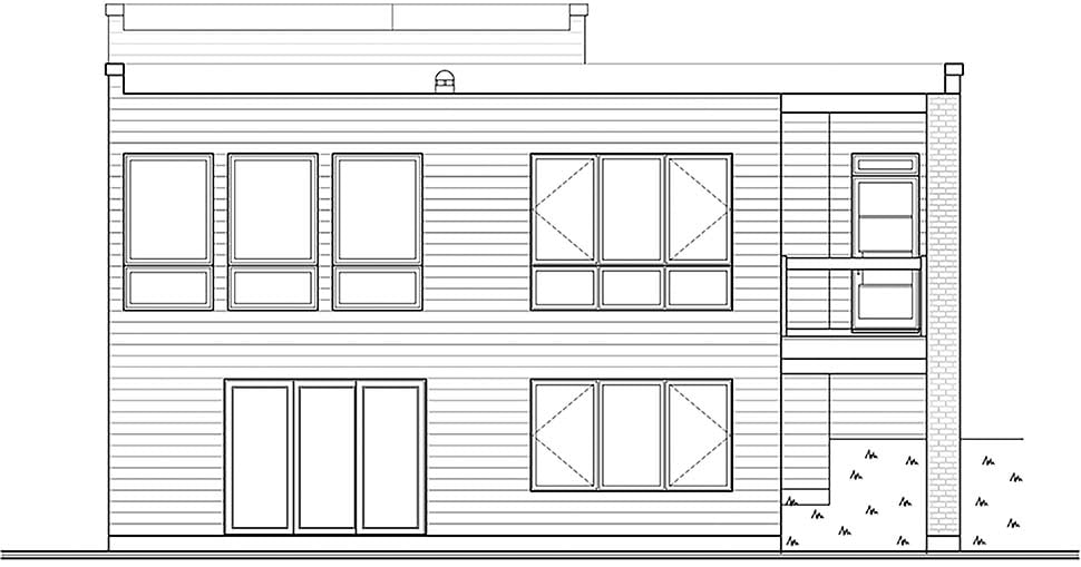 Contemporary Cottage Modern Rear Elevation of Plan 76529