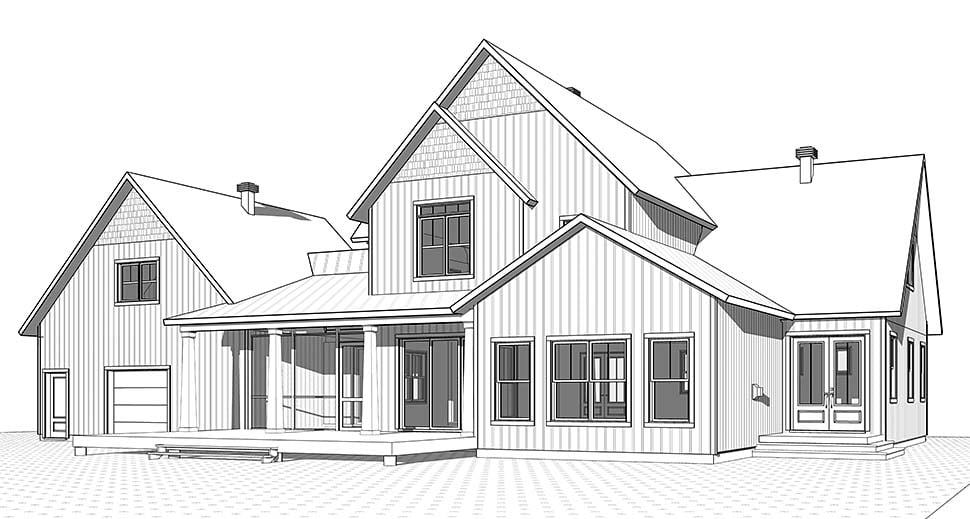 Country Farmhouse Traditional Rear Elevation of Plan 76530