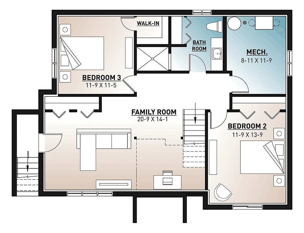 Country Craftsman Lower Level of Plan 76533