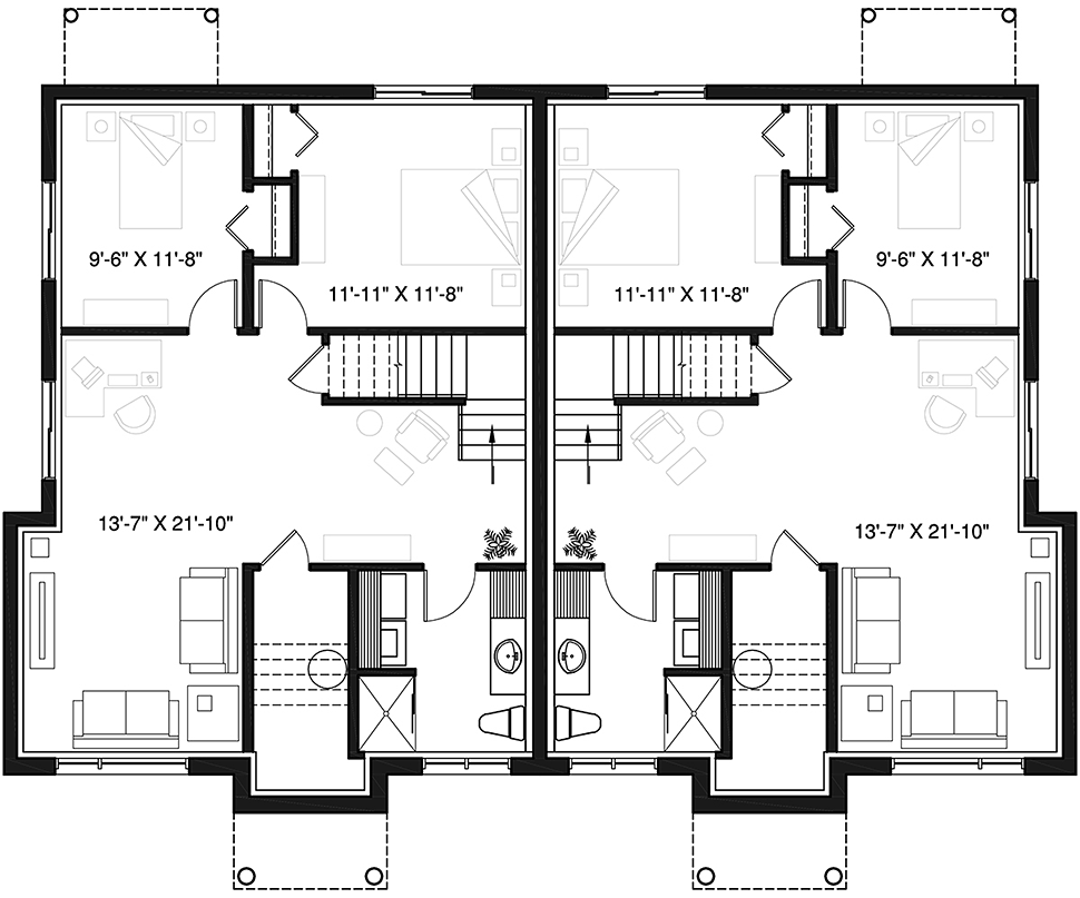Contemporary Modern Lower Level of Plan 76534
