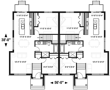 Multi-Family Plan 76534 First Level Plan