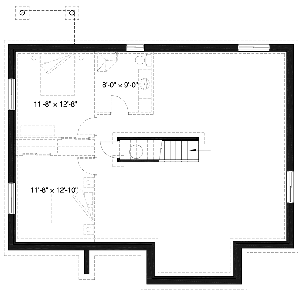 Bungalow Cottage Craftsman Lower Level of Plan 76536