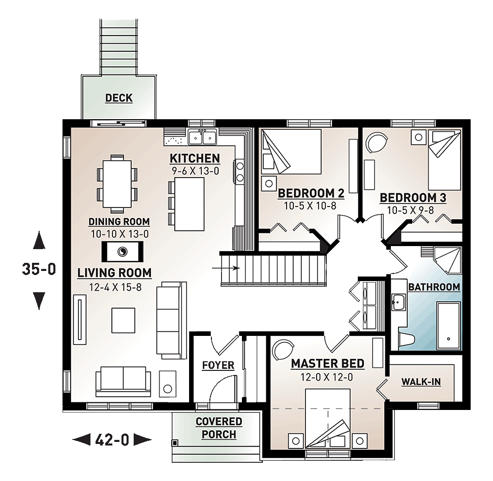 House Plan 76536 Craftsman Style With 1341 Sq Ft 3 Bed 1 Bath