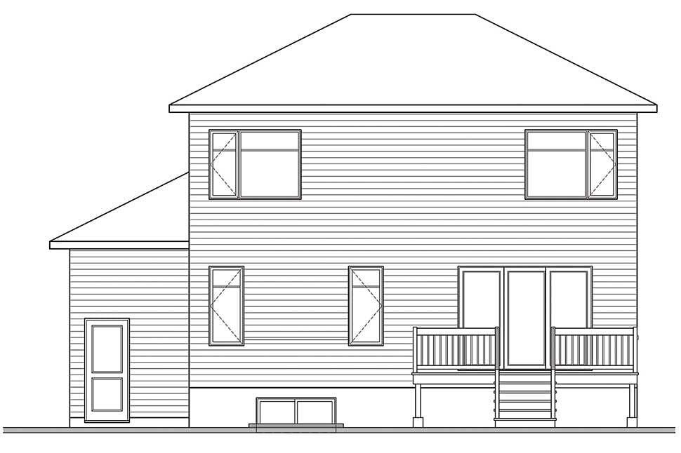 Contemporary Modern Rear Elevation of Plan 76539