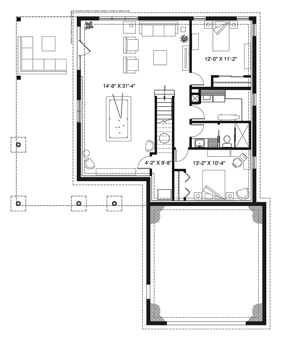 Coastal European Traditional Lower Level of Plan 76541