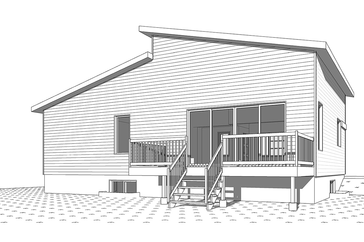 Contemporary Modern Rear Elevation of Plan 76543