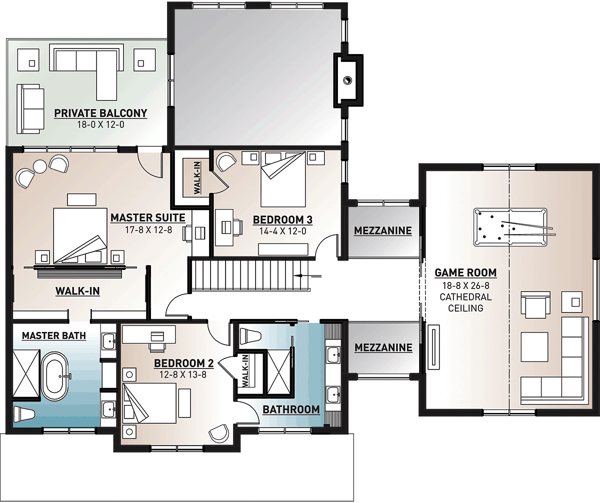 Colonial Farmhouse Traditional Level Two of Plan 76544