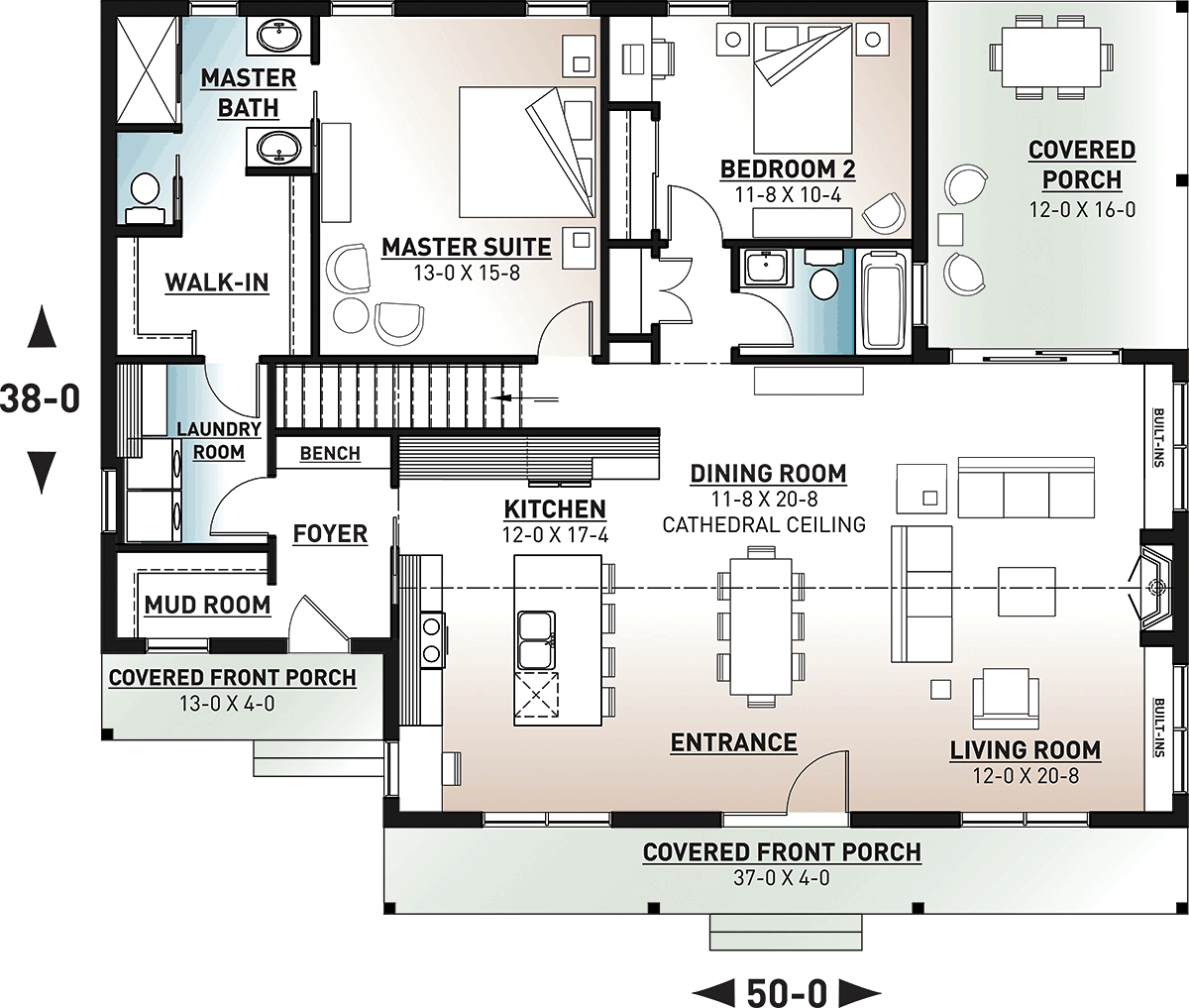 House Plan 76545 Cottage Style With 1604 Sq Ft 2 Bed 2 Bath