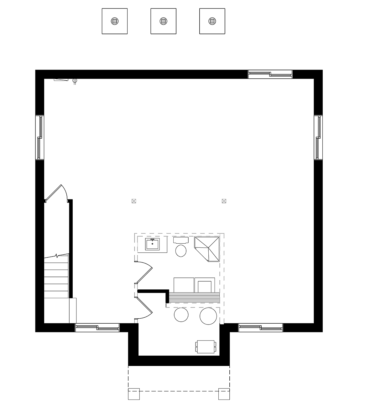 Contemporary Cottage Lower Level of Plan 76546