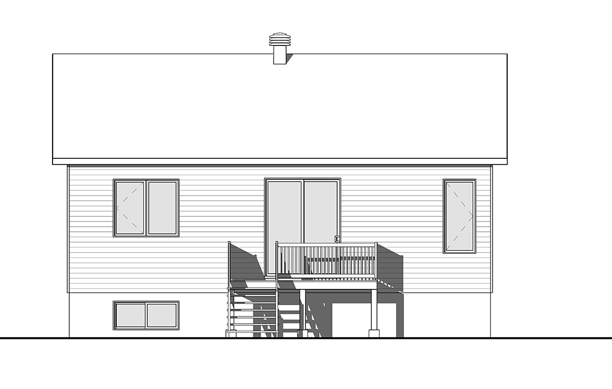 Contemporary Cottage Rear Elevation of Plan 76546